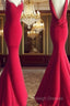 Simple Red Mermaid Long Prom Dresses Red Prom Dresses