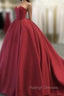 Simple Red Sweetheart Neck Red Long Prom Gown, Red Evening Dress