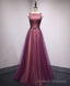 Simple Round Neck Tulle Long Prom Dress, Formal Dress