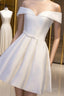 Simple Satin Off Shoulder Short Prom Dresses Homecoming Dresses