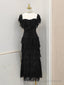Simple Sheath Square Neckline Lace Black Holiday Dress Birthday Dresses Birthday Outfits