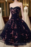 Simple Short Black Tulle Prom Dresses With Floral Lovely Short Prom Dresses