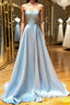 Simple sweetheart blue Prom Dresses Long blue long Prom Dresses