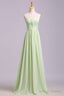Simple Sweetheart Chiffon Prom Dresses Long Pleated Sleeveless Bridesmaid Dress