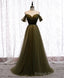 Simple Sweetheart Tulle Off Shoulder Long Prom Dress, Aline Tulle Formal Dress