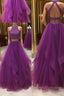 Simple two pieces tulle long prom Dresses tulle Prom Dresses