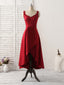 Simple V Neck High Low Prom Dress Burgundy Prom Dress