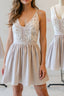 Simple v neck lace short prom Dresses homecoming Dresses
