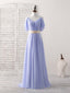 Simple V Neck Off Shoulder Chiffon Long Prom Dress