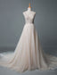 Simple Wedding Dresses A-Line V Neck Sleeveless Applique Beaded Floor Length Bridal Dress