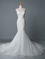 Simple Wedding Dresses Lace V Neck Sleeveless Lace Mermaid Bridal Dress With Train