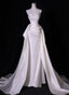 Simple White Mermaid Satin Strapless Pleats Wedding Dresses