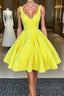 Simple yellow short prom Dresses yellow homecoming Dresses