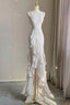 Simple Mermaid Prom Gown With Ruffles Spaghetti Straps Backless Dresses For Date