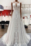 Simply Long A Line Tulle Lace Open Back Wedding Dress