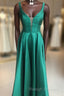 Sleeveless Satin Sweep Train Prom Dresses