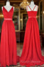 Sleeveless V Neck Sweep Train A Line Chiffon Bridesmaid Dress