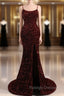 Slim Burgundy Shimmery Open Back Formal Prom Evening Dress