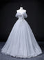 Sliver Grey Tulle Off Shoulder Long Party Dress, Tulle Evening Dress Prom Dress
