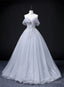 Sliver Grey Tulle Off Shoulder Long Prom Dress, Tulle Prom Dress