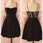 Spaghetti strap black simple lace cheap sexy homecoming Formal Prom Dress