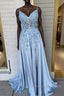 Spaghetti Straps 3D Flowers Prom Dress A Line Formal Gown