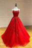 Spaghetti Straps Floral Lace Aline Prom Gowns Sleeveless Prom Prom Gown