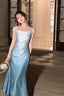 Spaghetti Straps Gradient Blue Mermaid Long Prom Dress