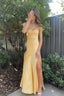 Spaghetti Straps Long Sheath Prom Dress With Split