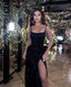 Spaghetti Straps Long Split Prom Dress