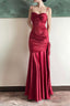 Spaghetti Straps Red Mermaid Long Prom Dresses