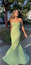 Spaghetti Straps Sparkly Prom Dress Long Mermaid Prom Dresses
