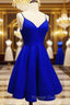 Spaghetti Straps V-Neck Satin Homecoming Dress Ball Gown Prom Dresses