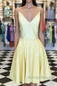 Spaghetti Straps V-Neck Satin Homecoming Dresses Short Mini Cocktail Dress