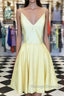 Spaghetti Straps V-Neck Satin Homecoming Dress Short Mini Cocktail Dresses