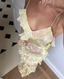 Spaghetti Straps Yellow Sheath Prom Dresses Long Ruffled Lace Dresses 2027
