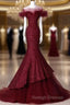 Sparkly Mermaid Burgundy Sequin Long Prom Dress Party Dresses