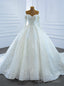 Stand Out With White Tulle Embrodiery Appliques Off the Shoulder Long Sleeve Beading Sequins Wedding Dress