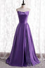 Strapless A-Line Purple Long Prom Dresses