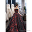 Strapless A-Line Tulle Prom Dresses Applique Black Ball Gowns