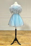 Strapless Feather A Line Cute Homecoming Dress