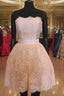 Strapless Lace Homecoming Dresses Short Prom Gown