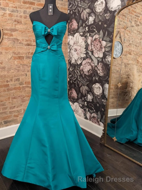 Green Strapless Back Bow Button Mermaid Ankle-Length Prom Dress main image 1