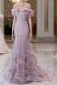 Strapless Pink Chiffon Creased Prom Dresses Floor Length Mermaid Prom Dresses With Sweep
