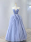 Strapless Purple Tulle Long Prom Dresses, A Line Purple Long Formal Prom Dress