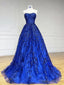 Strapless Royal Blue Lace Long Prom Dress Royal Blue Lace Prom Dress