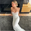 Strapless Sheath White Long Prom Dresses