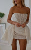 Strapless White Lace Wedding Dress Mini Bridal Gowns