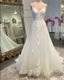 Straps A Line Tulle Wedding Dress with Appliques