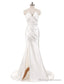 Stunning Ivory Wedding Dress Strapless Mermaid Prom Dress V Neck Sleeveless Split Beach Bridal Gowns With Court Train